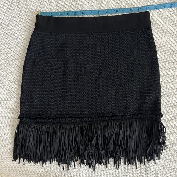 CLUB MONACO Fredrikah Fringe Knit Sweater Skirt In Black Size S - Picture 9 of 10